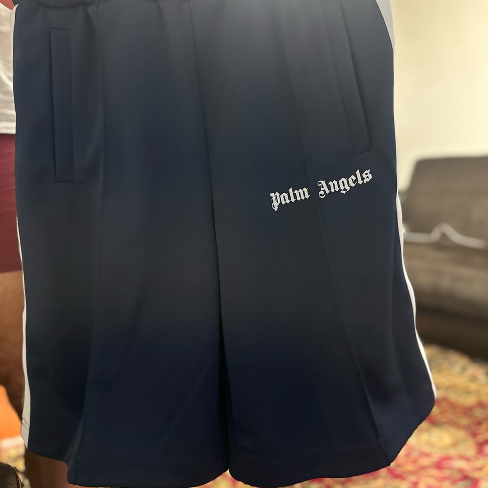 Palm Angels Navy Blue Athletic Shorts